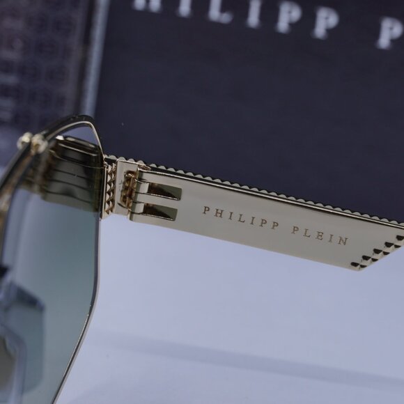 Philipp Plein SPP106M 08FF Aviator Sunglasses – Gold/Green Gradient - Picture 8 of 10